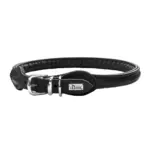 Hunter Rolled Soft Leather Dog Collar, Black