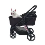 Ibiyaya Retro Luxe Pet Stroller for Cats & Dogs, Prism Black - Image 5