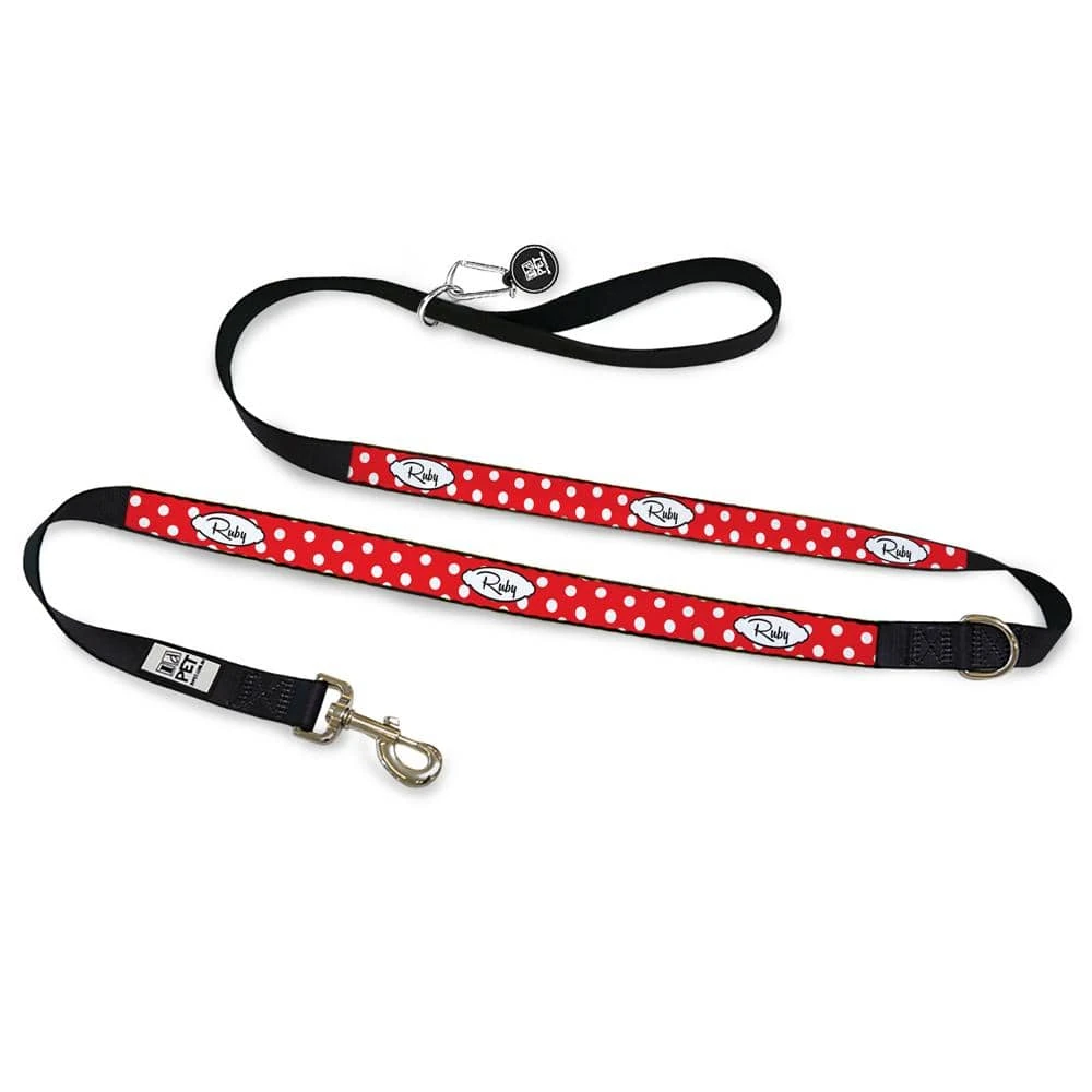 id-pet-dog-leash-personalised-dog-leash-spots-red-13526757146727_2000x.webp Personalised Dog Leash - Spots Red - Image 1