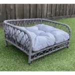 Jacob Outdoor Wicker Rope Elevated Dog Bed, Grey - Image 5