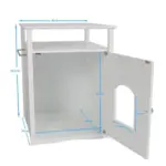 Jasper 2 Cat Litter Cabinet, White - Image 9